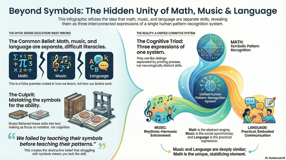 Beyond Symbols: The Hidden Unity of Math, Music, and Language